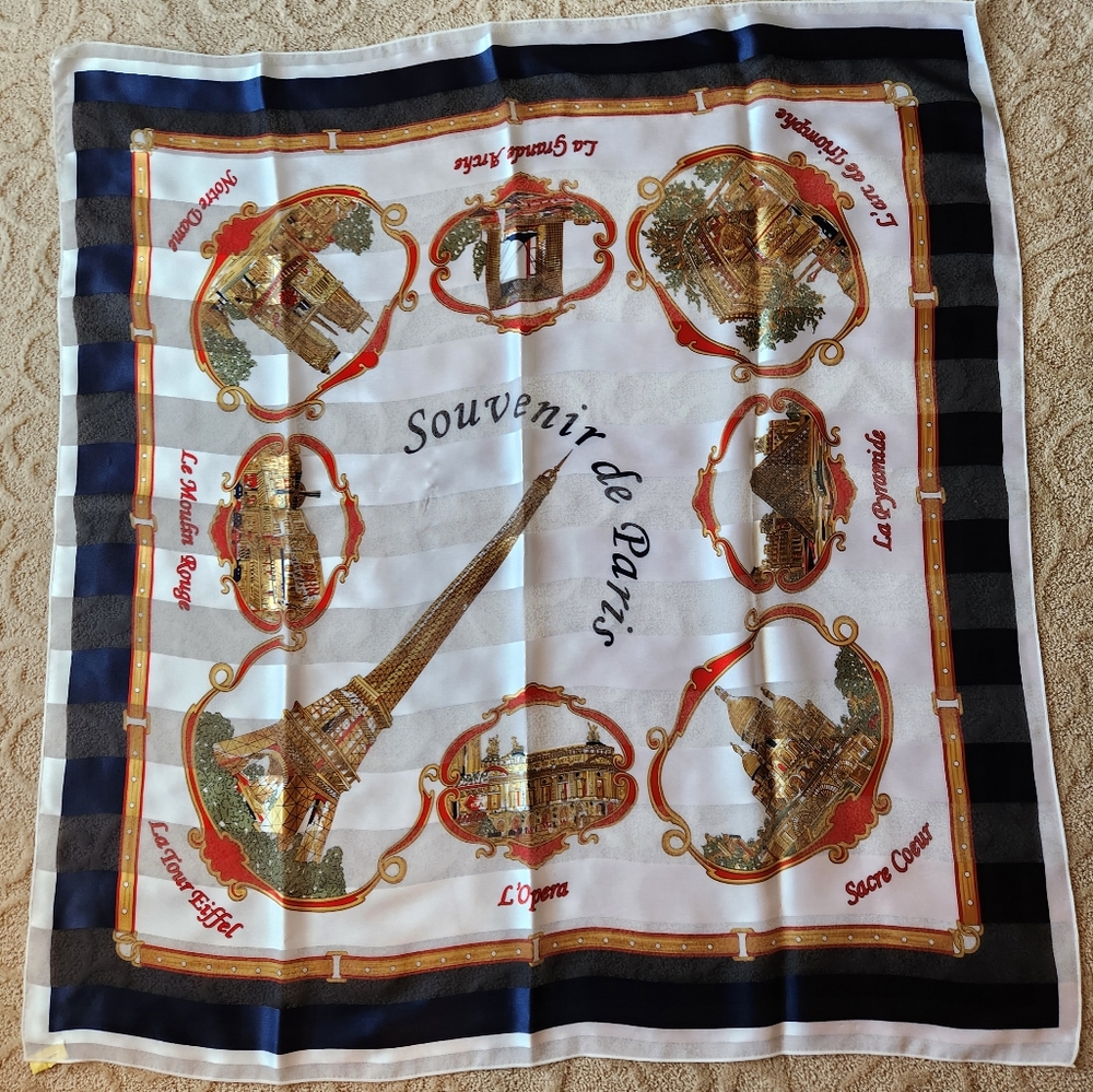 J Mico Sancho Notre Dame L'Opera Parisian Souvenir Scarf - Blue, White, Gold